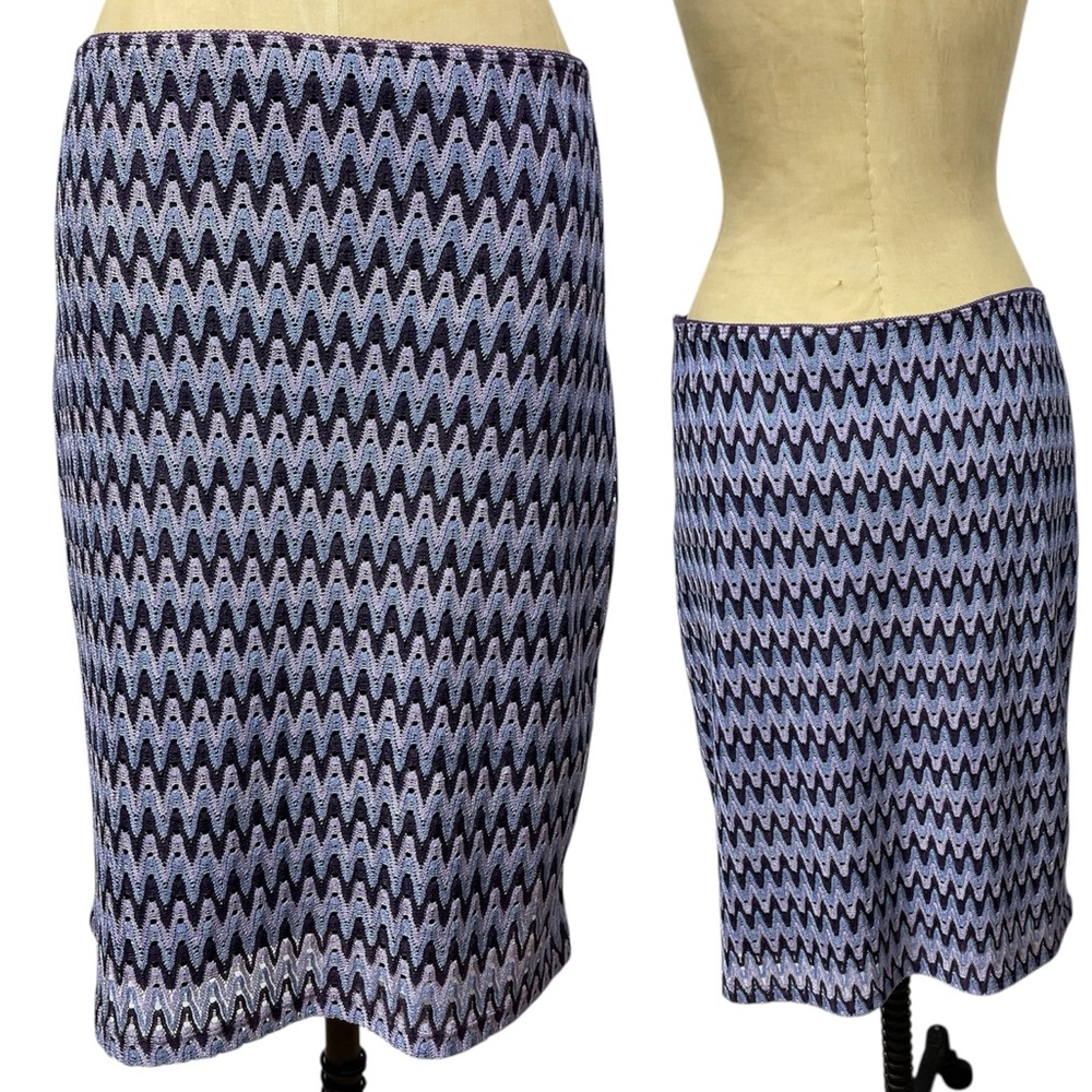 Vtg Vol1 Chevron Skirt Print Purple Low Midi Y2K Med Southwestern Girly 90s Glam